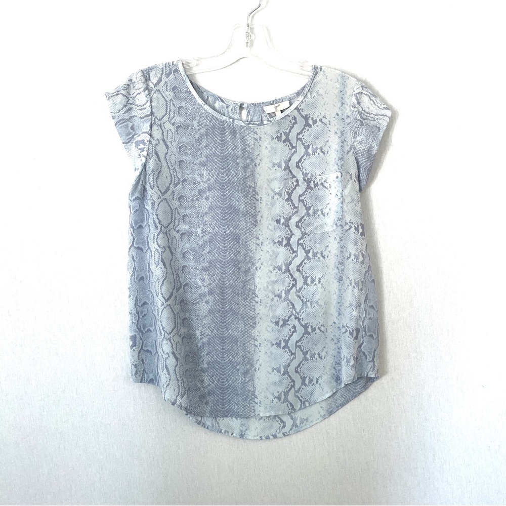 Joie Rancher Snake Print Silk Blouse in Light Blue